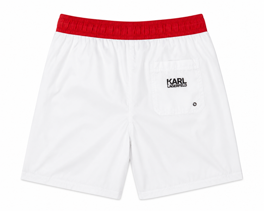 Short de Bain Karl Lagerfeld Long Boardshort White Red Homme
