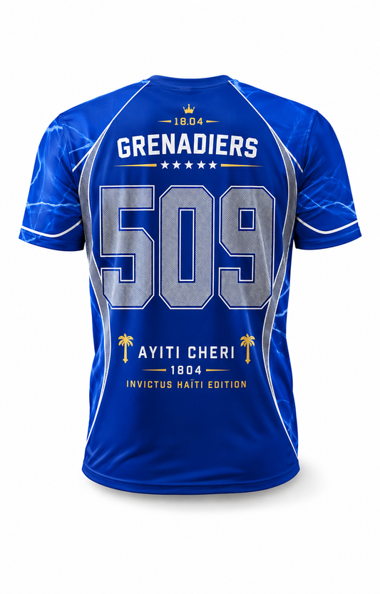 T-Shirt Haïti 509 Bleu Électrique – Connect Studio Paris Grenadiers Edition