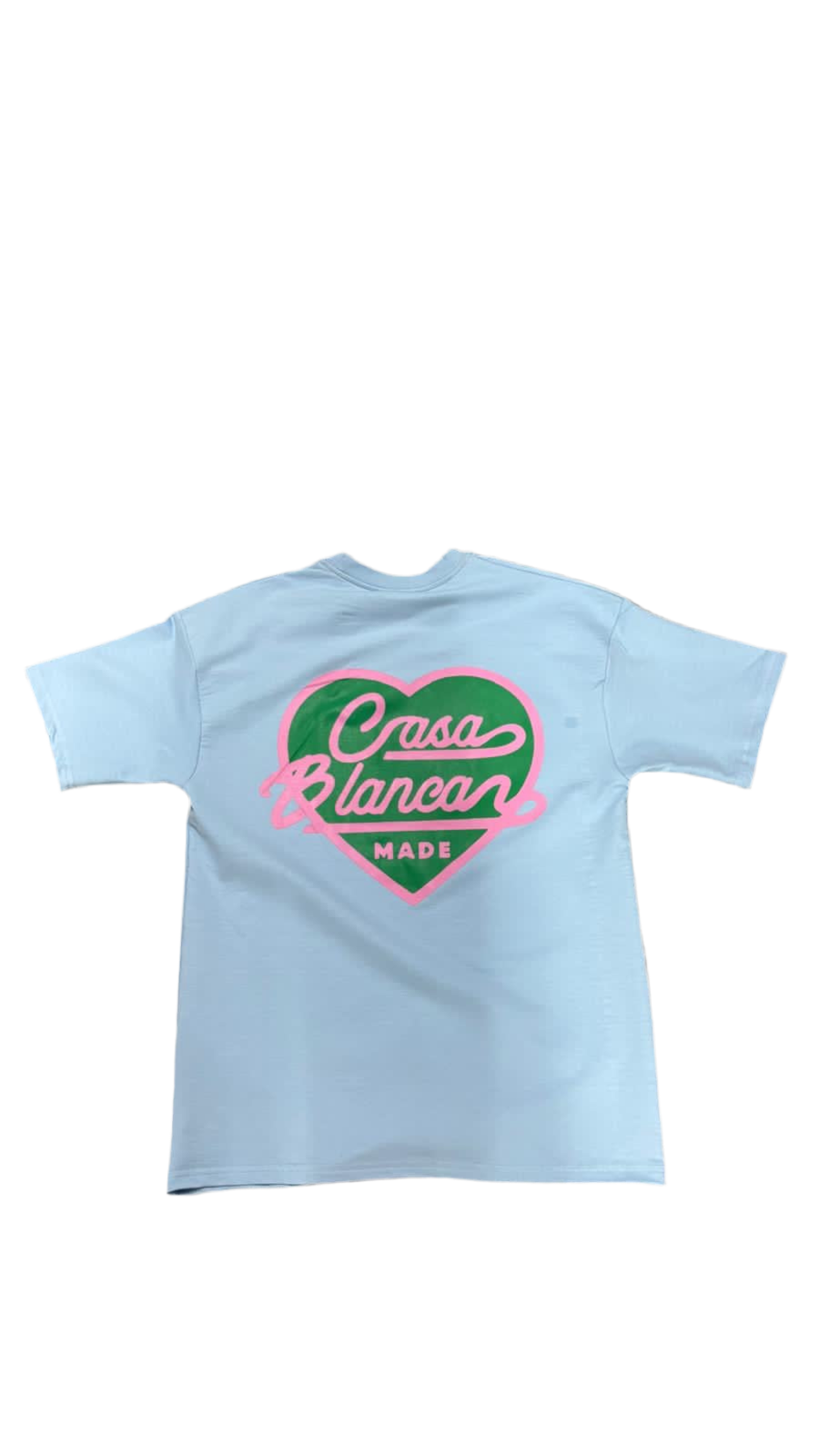 T-shirt oversize unisexe Casa Blanca Made – Cœur graphique en coton – Bleu Ciel