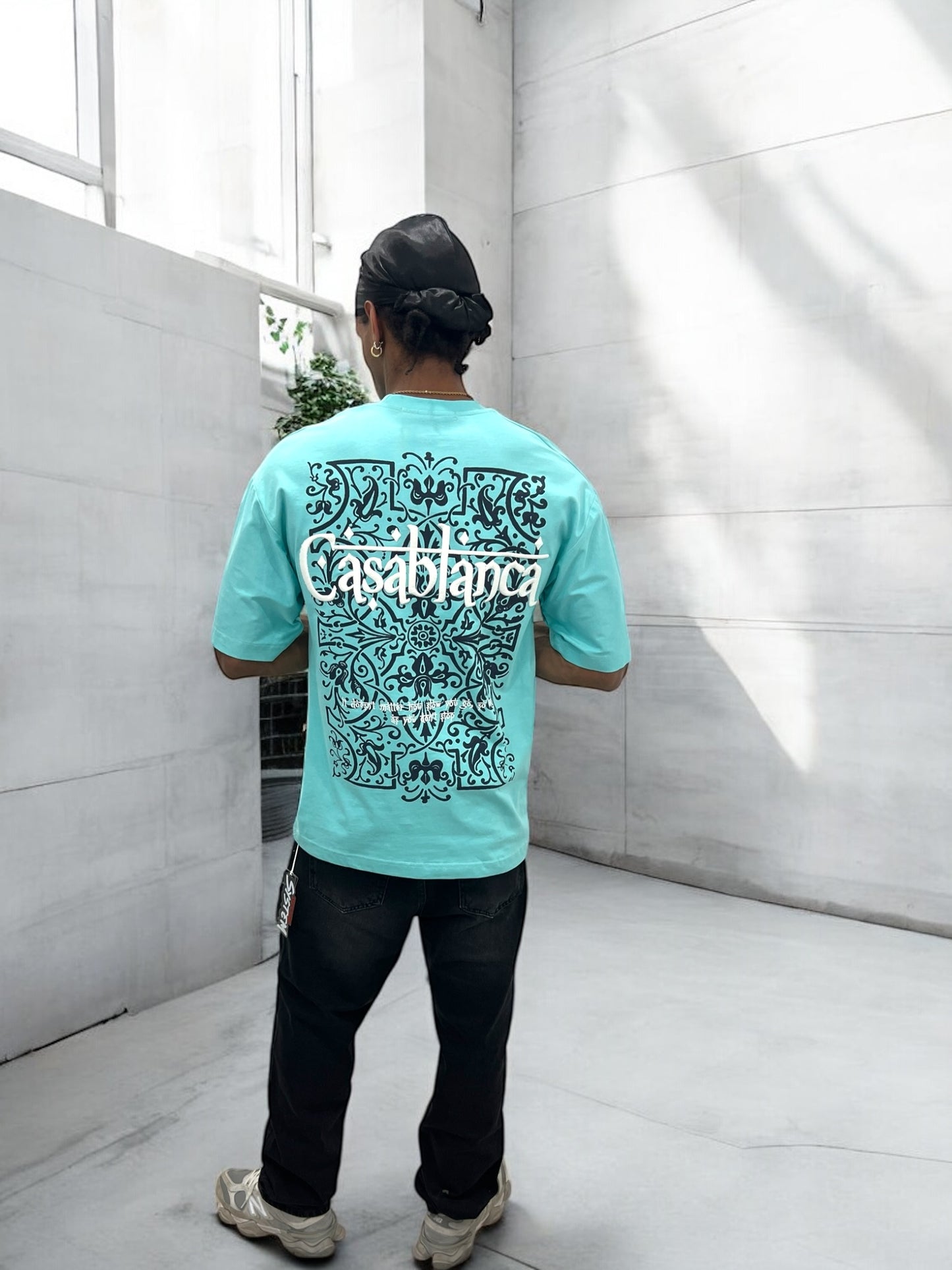 T-shirt ‘’CASABLANCA’’ brodé - bleu sarcelle clair