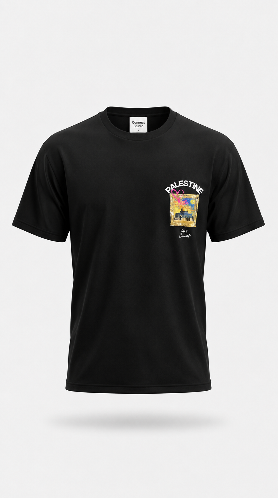 T-shirt Palestine Connect Studio Paris Noir – Dôme du Rocher Art Premium