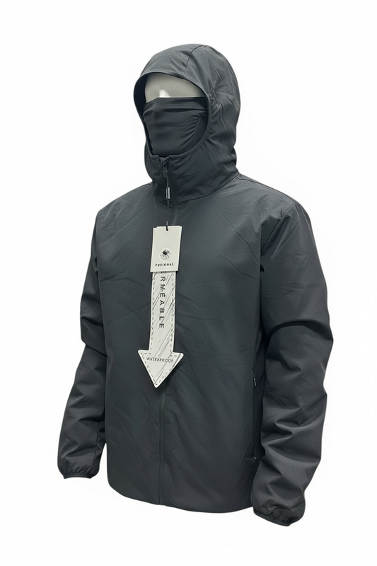 FUSIONAL – Veste noire imperméable avec cagoule intégrée | Style urbain & performance extrême