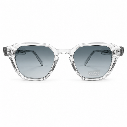 Lunettes de Soleil CP 026698 – Monture Gris Fumé Transparente & Verres Bleu Gris Dégradés UV400