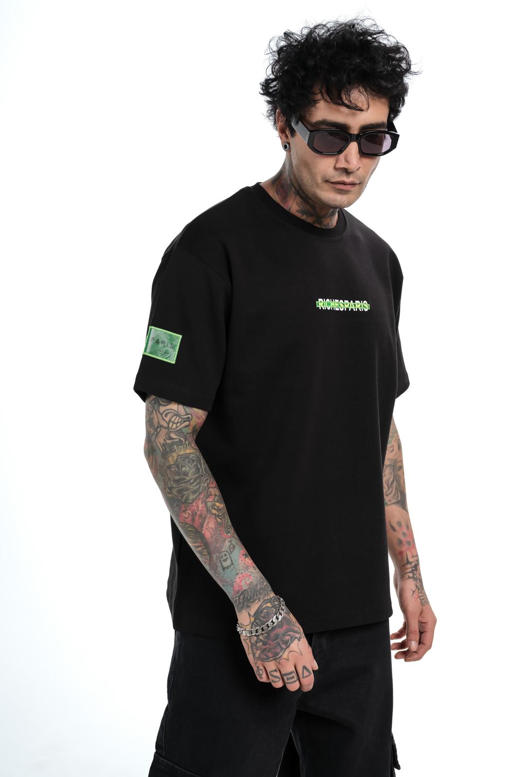 T-shirt Riches Paris Noir Réf: RCH-862 (Logo vert)