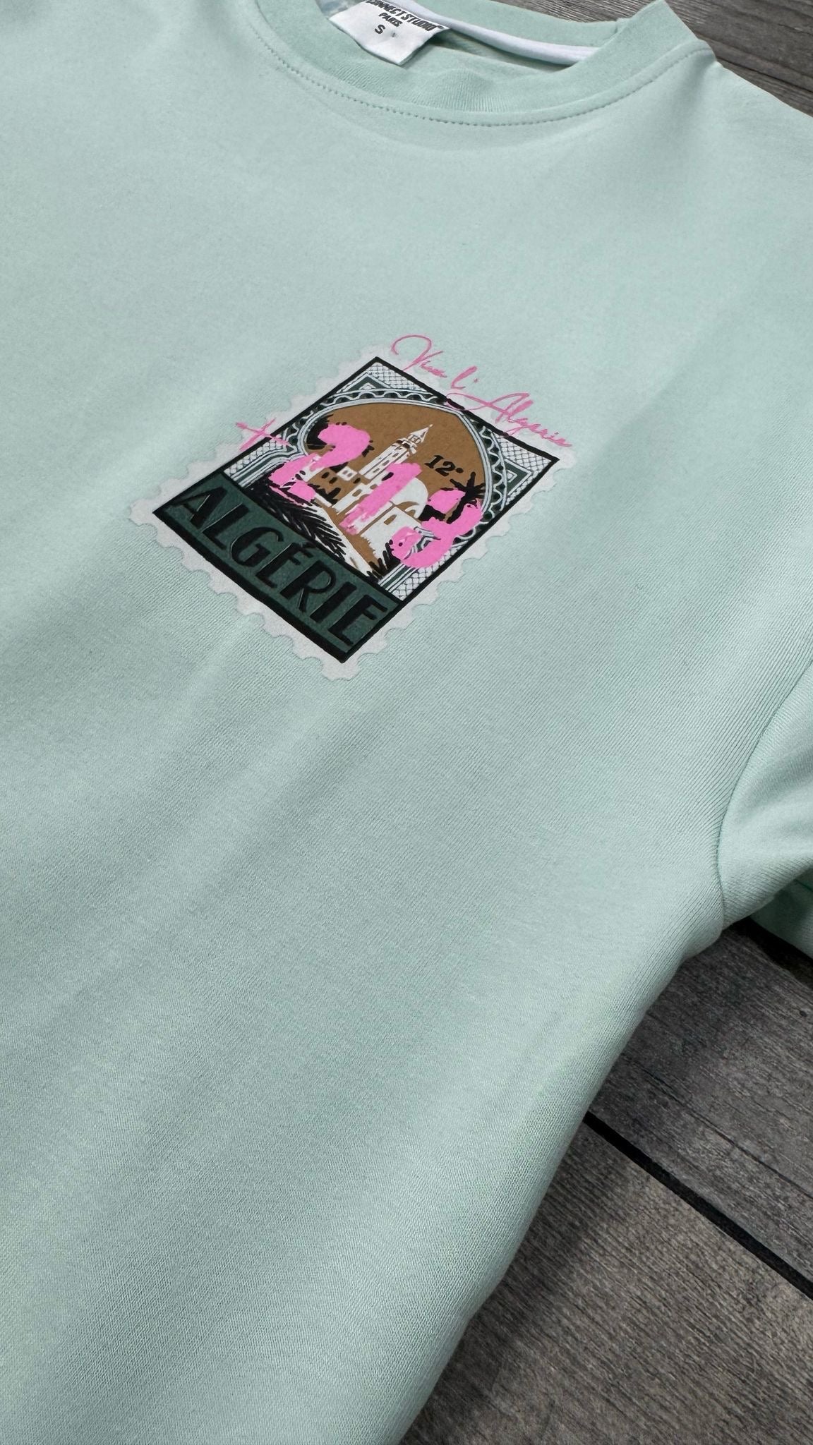 T-SHIRT VIVA L’ ALGERIE +213 - VERT D’EAU