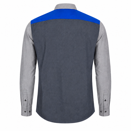 Chemise Harmont & Blaine Patchwork Gris Bleu Homme – Regular Fit