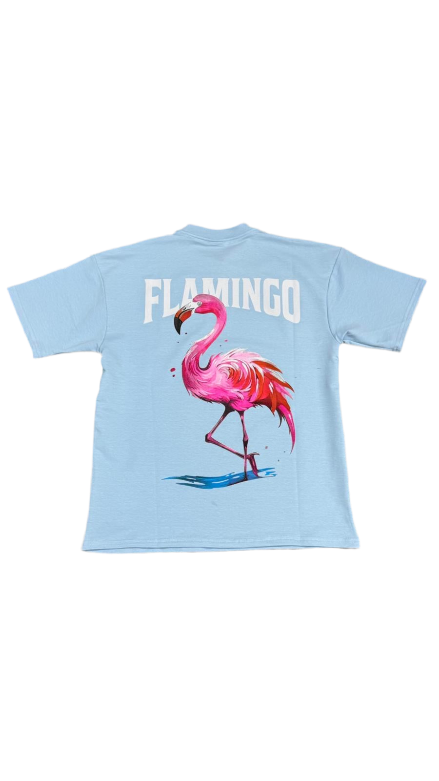 T-shirt “FLAMINGO” – Style Street Art Tropical - Bleu Ciel