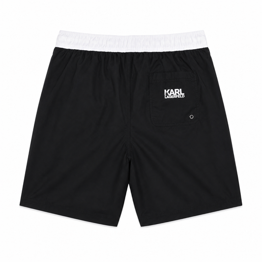 Short de Bain Karl Lagerfeld Long Boardshort Black White Homme