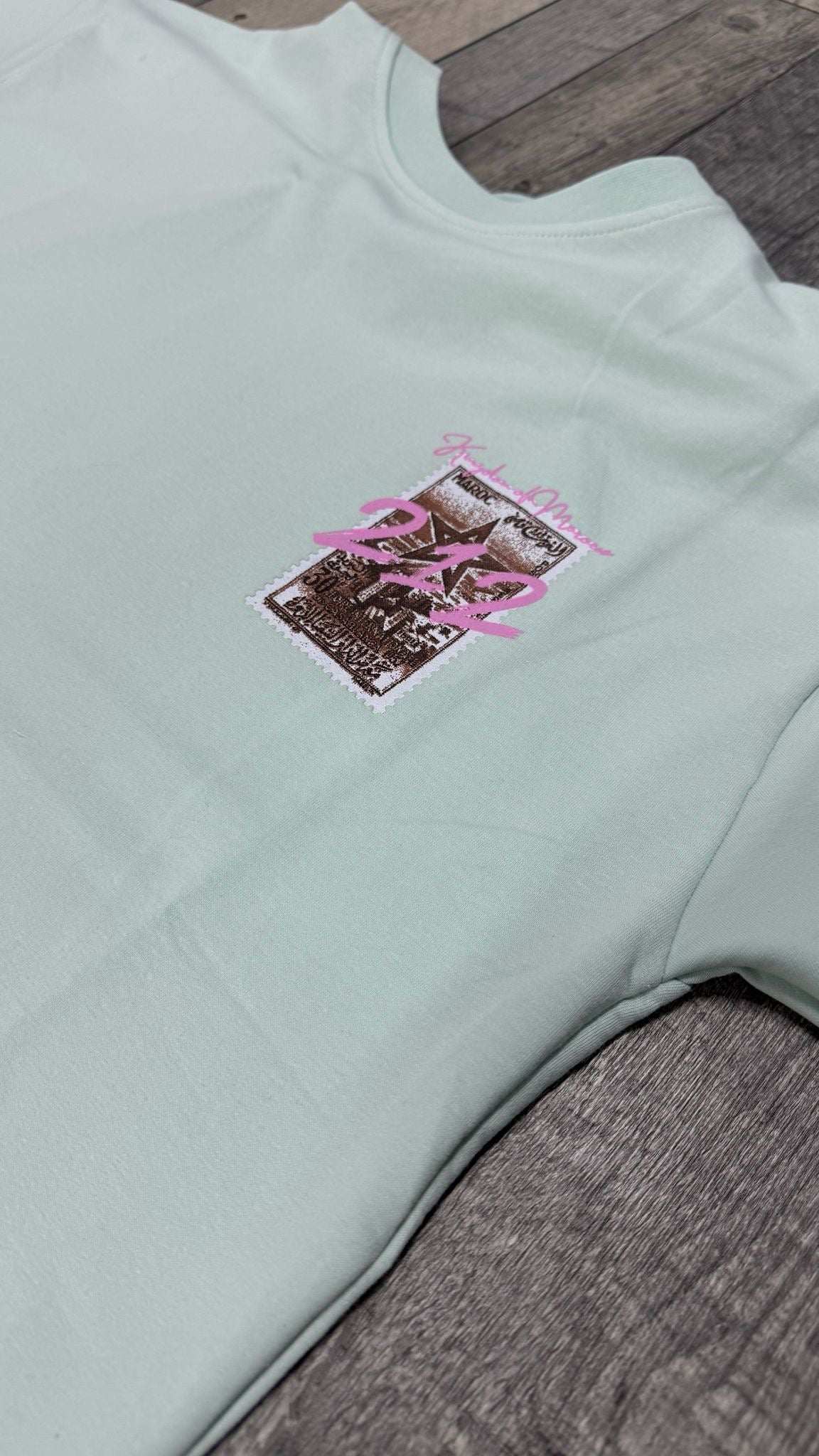 T-SHIRT - KINGDOM OF MORROCO - Timbre +212 - VERT D’EAU