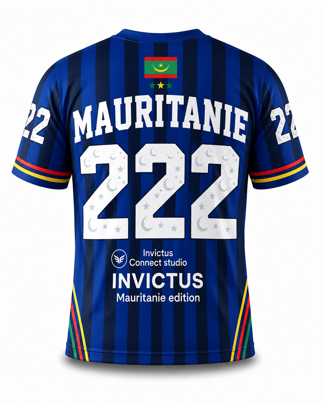 Maillot Mauritanie 222 Bleu Nuit Rayé – Connect Studio Paris Invictus Edition