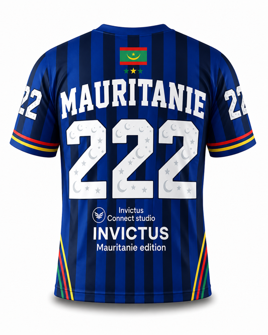Maillot Mauritanie 222 Bleu Nuit Rayé – Connect Studio Paris Invictus Edition