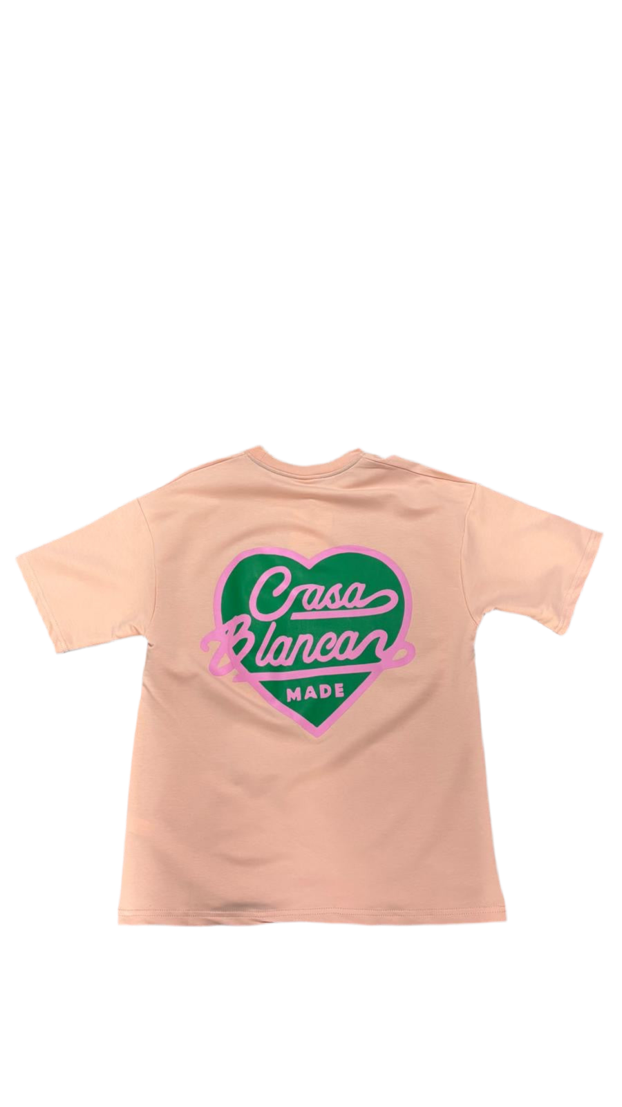 T-shirt oversize unisexe Casa Blanca Made – Cœur graphique en coton – Saumon ( Rose pale )