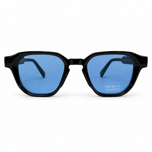 Lunettes de Soleil CP 026698 – Monture Noire, Verres Bleu Clair UV400 & Baguette Argentée