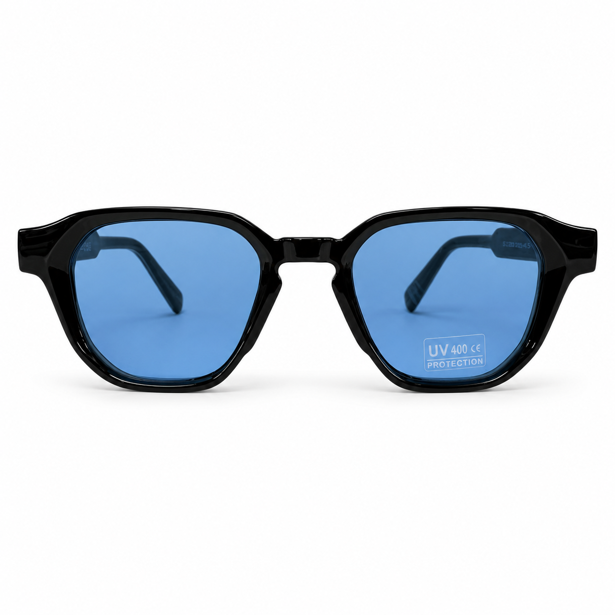 Lunettes de Soleil CP 026698 – Monture Noire, Verres Bleu Clair UV400 & Baguette Dorée