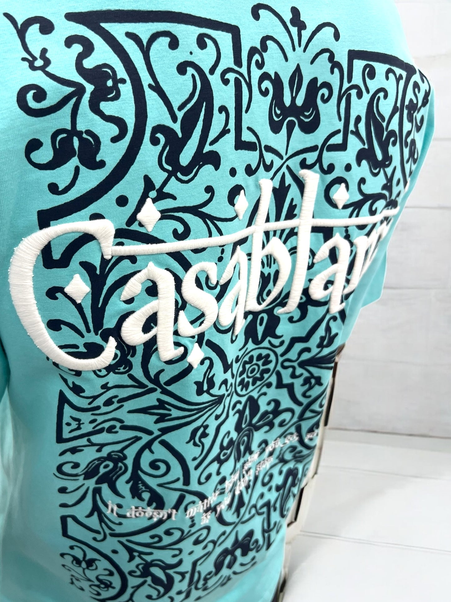T-shirt ‘’CASABLANCA’’ brodé - bleu sarcelle clair