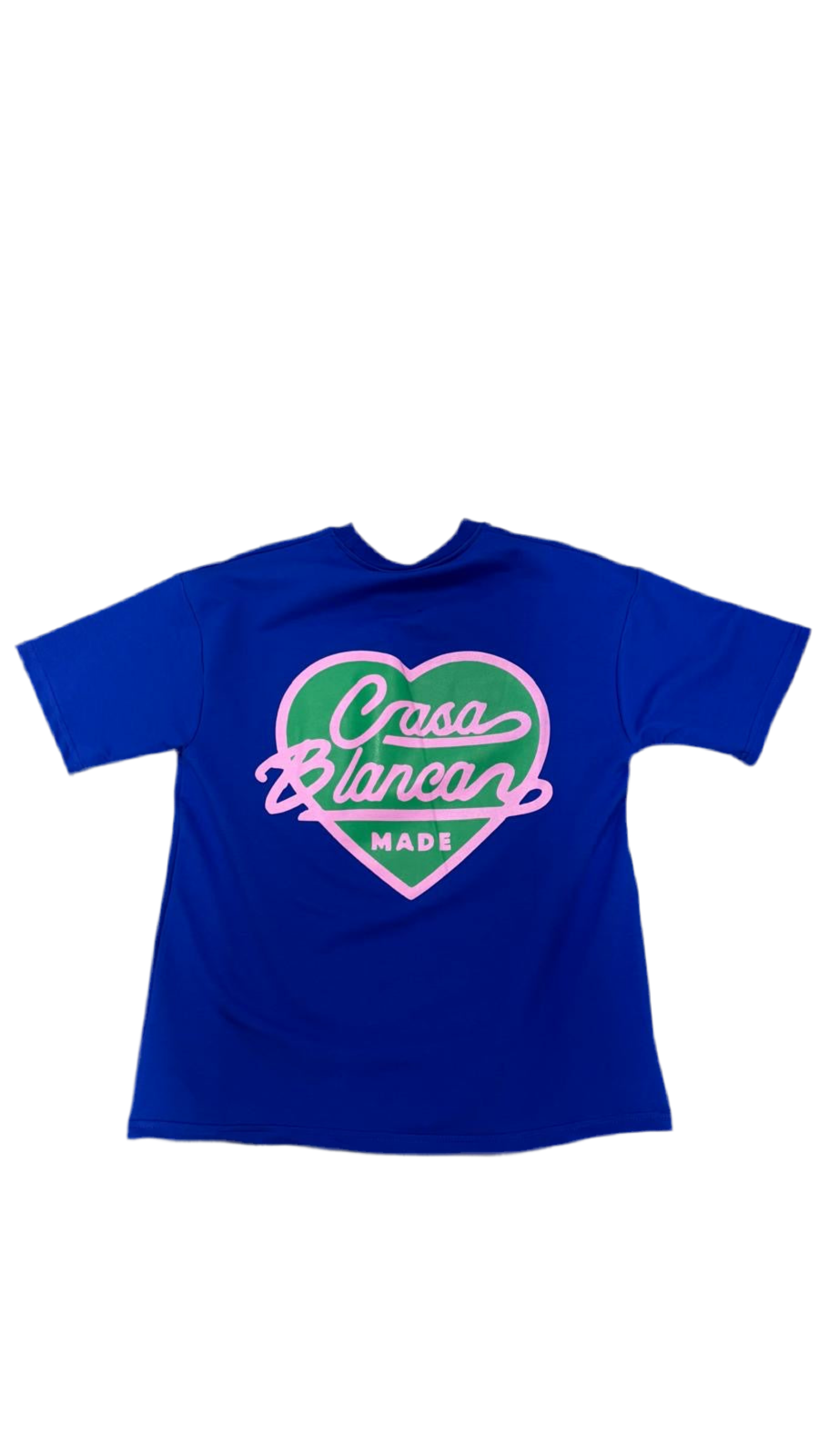 T-shirt oversize unisexe Casa Blanca Made – Cœur graphique en coton – Bleu Électrique