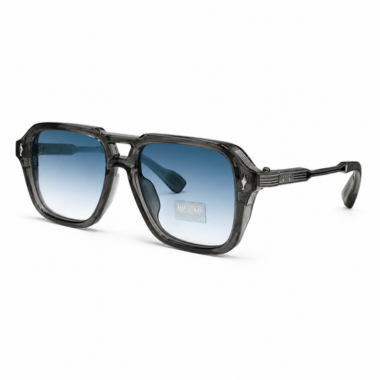 Lunettes de Soleil Smoke Grey Ice Blue UV400 | Monture Transparente Fumée