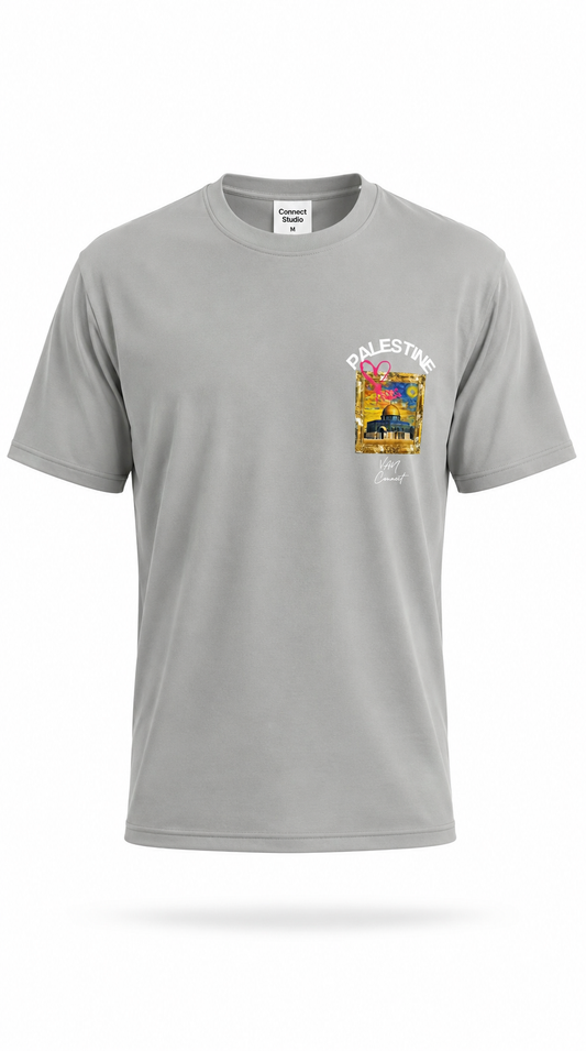 T-shirt Palestine Connect Studio Paris Gris – Dôme du Rocher Art Premium