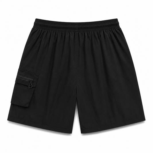 Short Cargo Technique UNTRACED Noir – Nylon Léger Techwear Été Homme