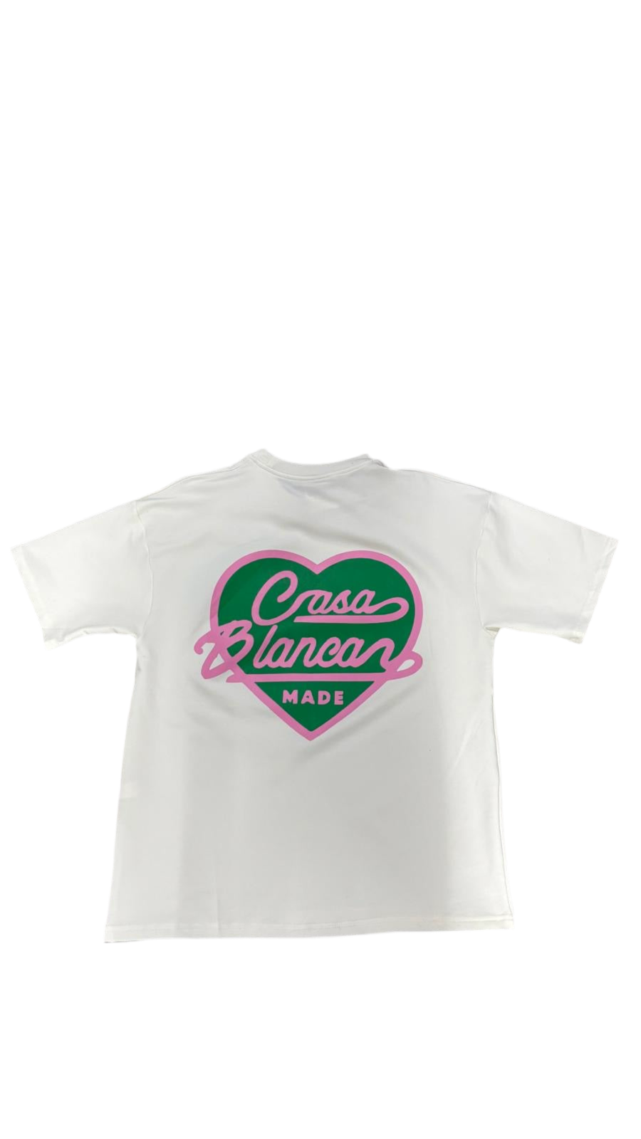 T-shirt oversize unisexe Casa Blanca Made – Cœur graphique en coton – Blanc