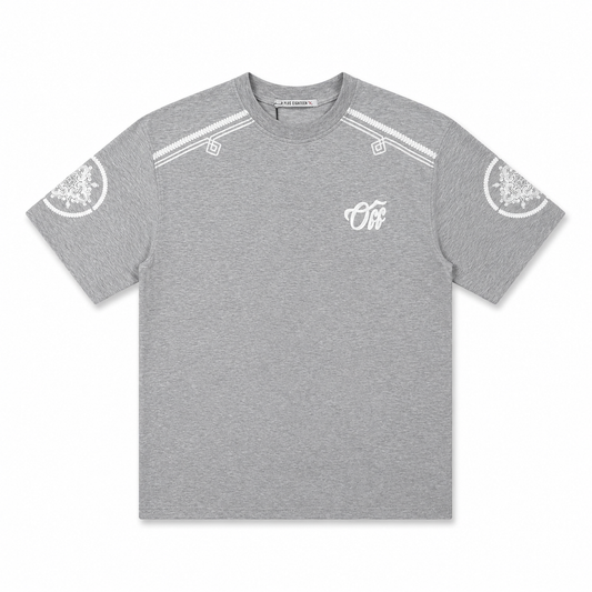 Ensemble Plus Eighteen Gris Chiné Brodé – T-shirt & Short Premium