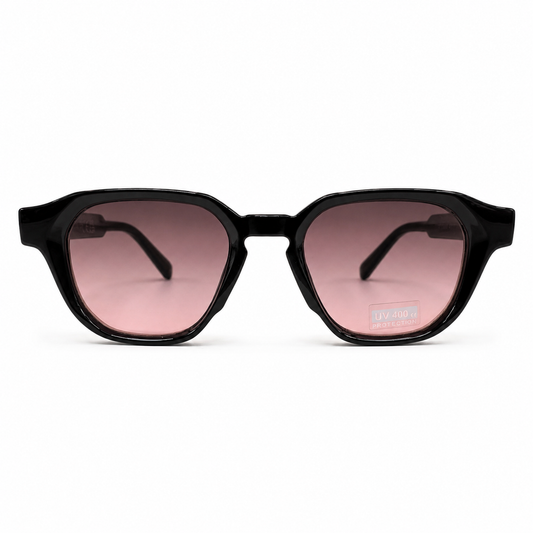 Lunettes de Soleil CP 026698 – Monture Noire, Verres Rose Dégradé UV400 & Baguette Argentée