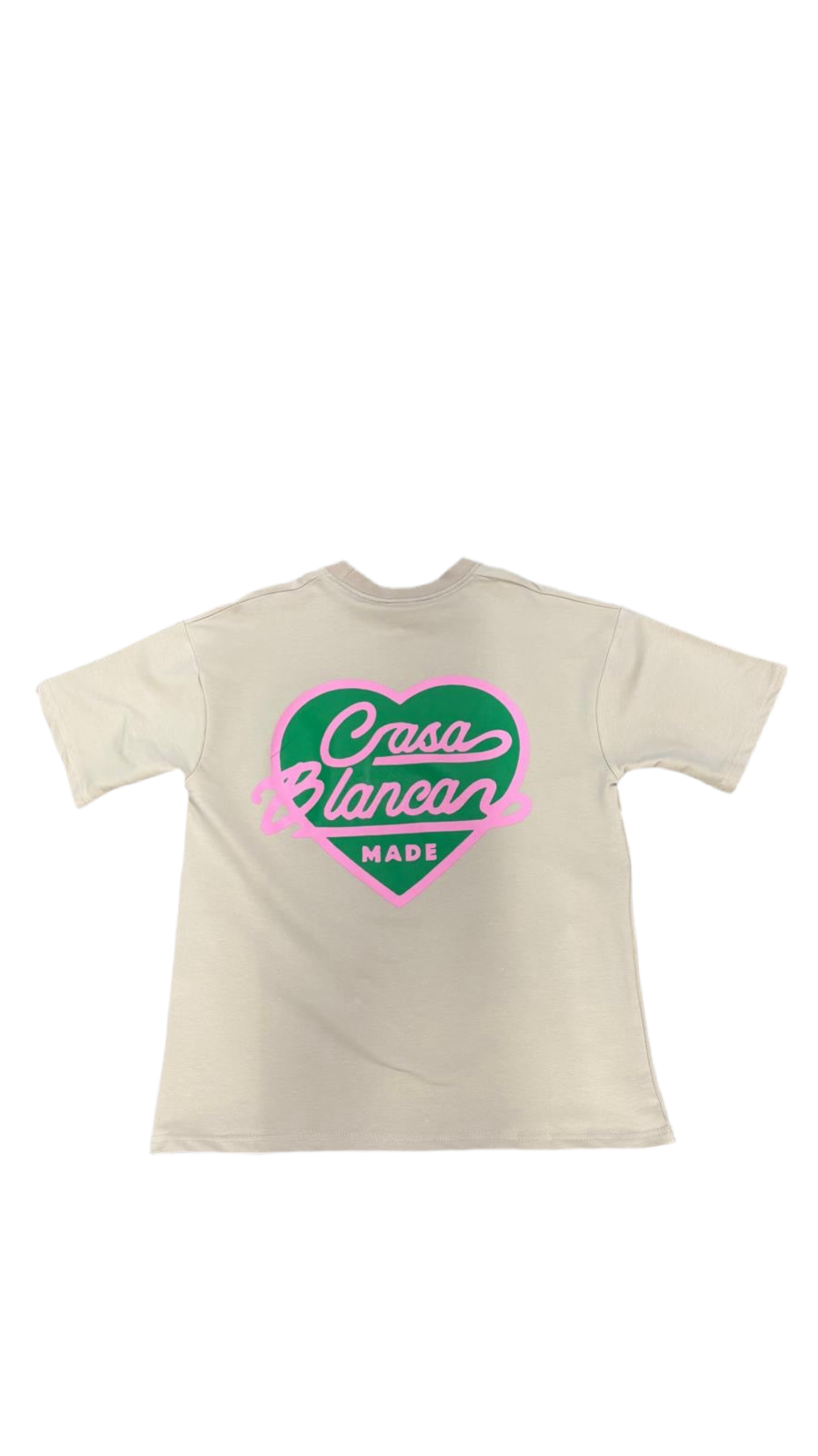T-shirt oversize unisexe Casa Blanca Made – Cœur graphique en coton – Beige