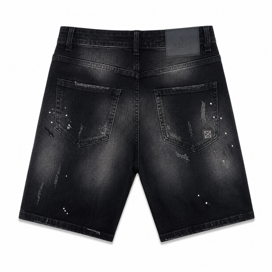 Short Jean Noir Effet Peinture XPLCT Studios – Short Homme Streetwear Premium