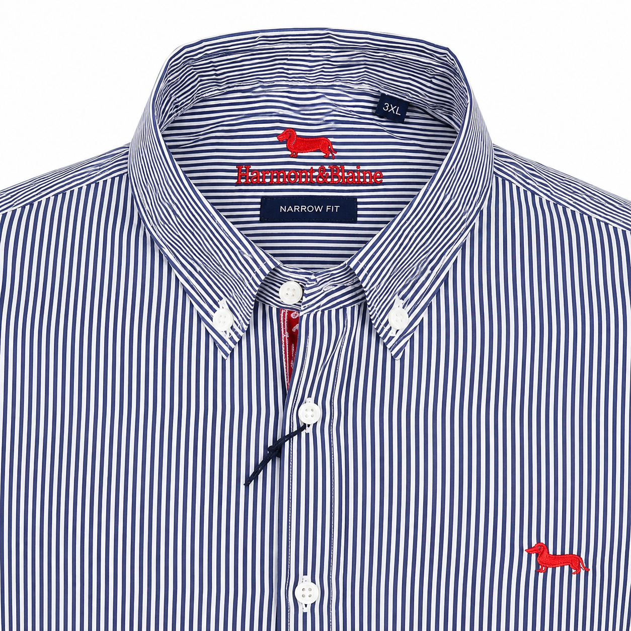Chemise Harmont & Blaine Narrow Fit Rayée Marine et Blanche Homme
