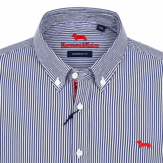 Chemise Harmont & Blaine Narrow Fit Rayée Marine et Blanche Homme
