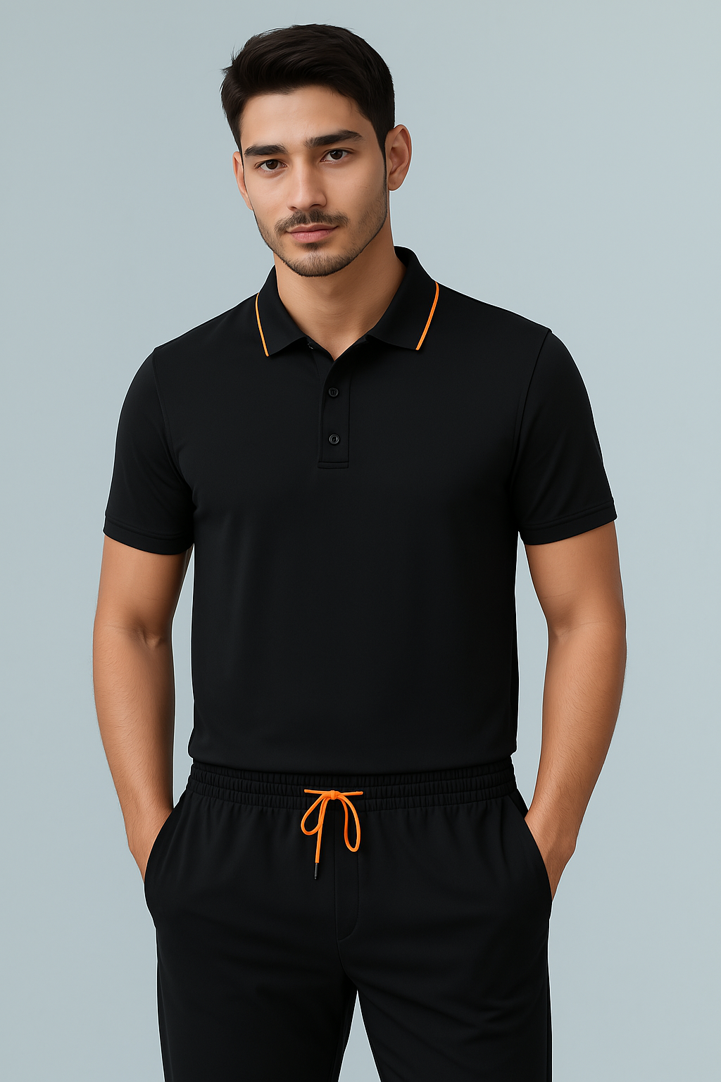 Polo technique UNTRACED – Noir & Orange