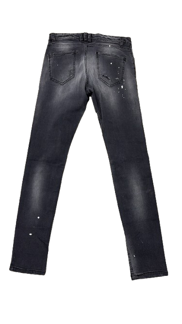 BORAGIO - PANTALON GRIS FONCÉ DÉGRADÉ BLANC TACHÉ DE PEINTURE BLANCHE