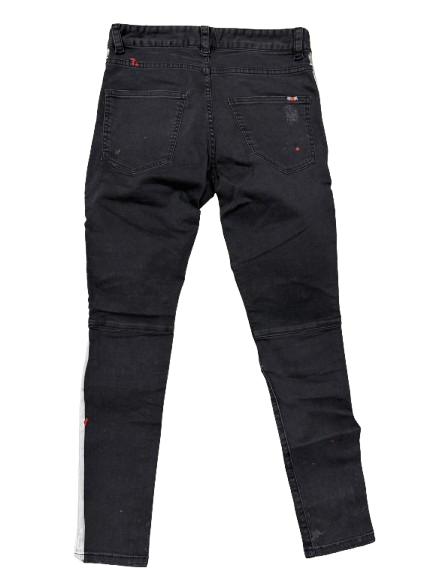BORAGIO - PANTALON NOIR TRAIT BLANC