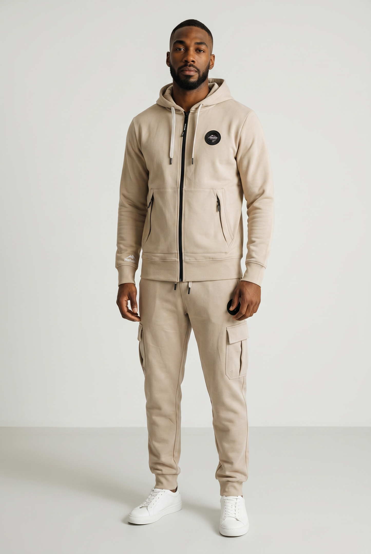 Veste à Capuche Zippé - Helvetica Keneth - BEIGE
