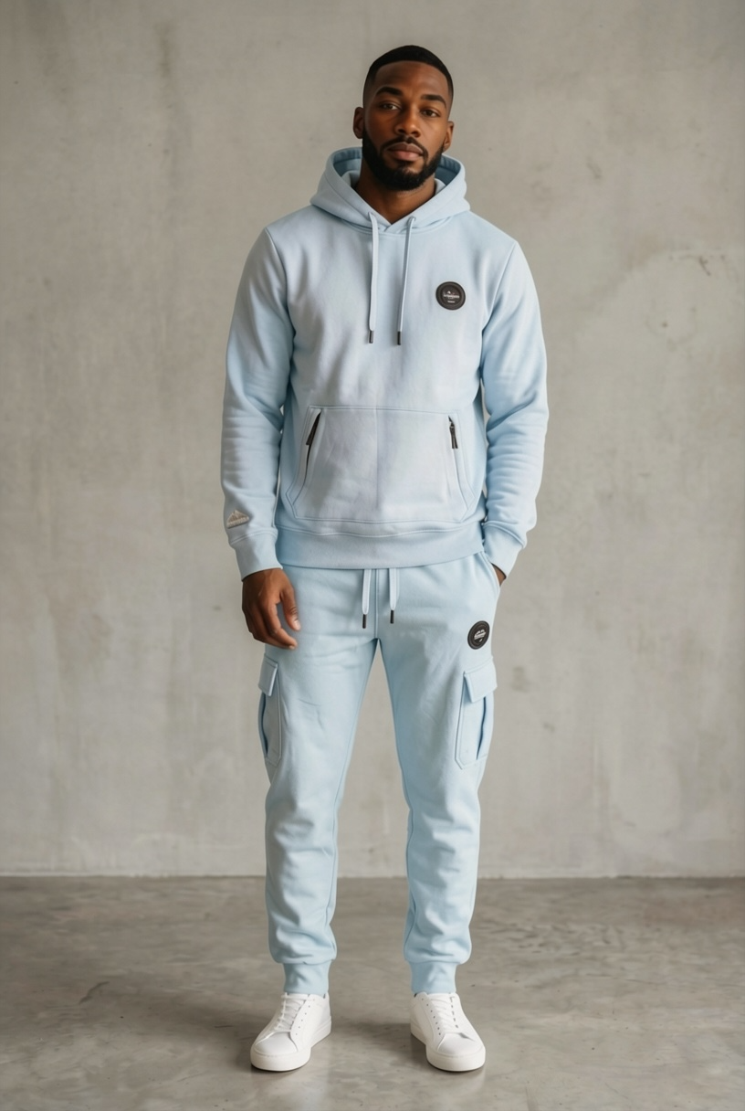 Sweat à Capuche - Helvetica Domingo - Lagoon/Bleu Clair