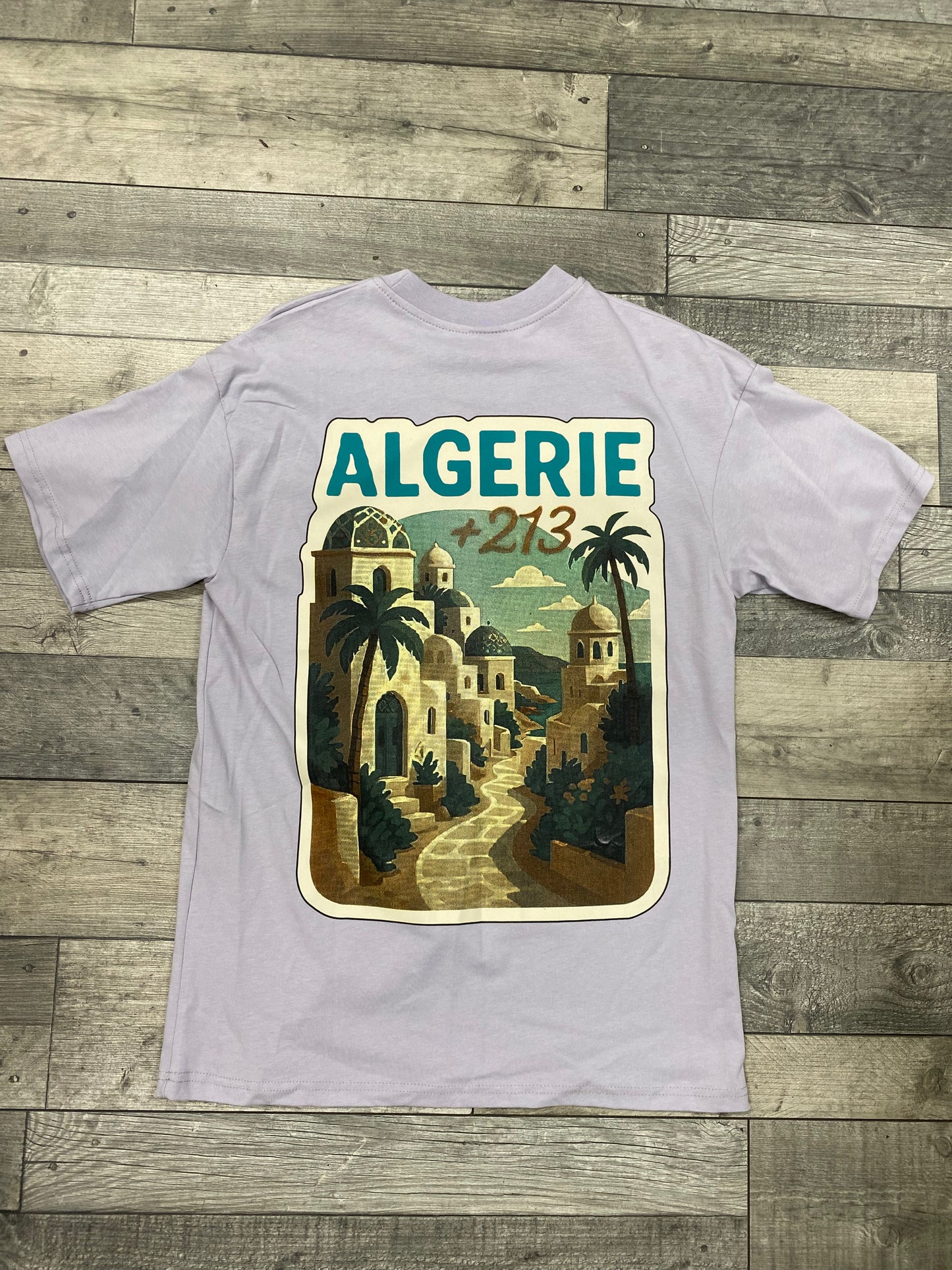 T-SHIRT ALGERIE +213 - Palmier Violet pastel