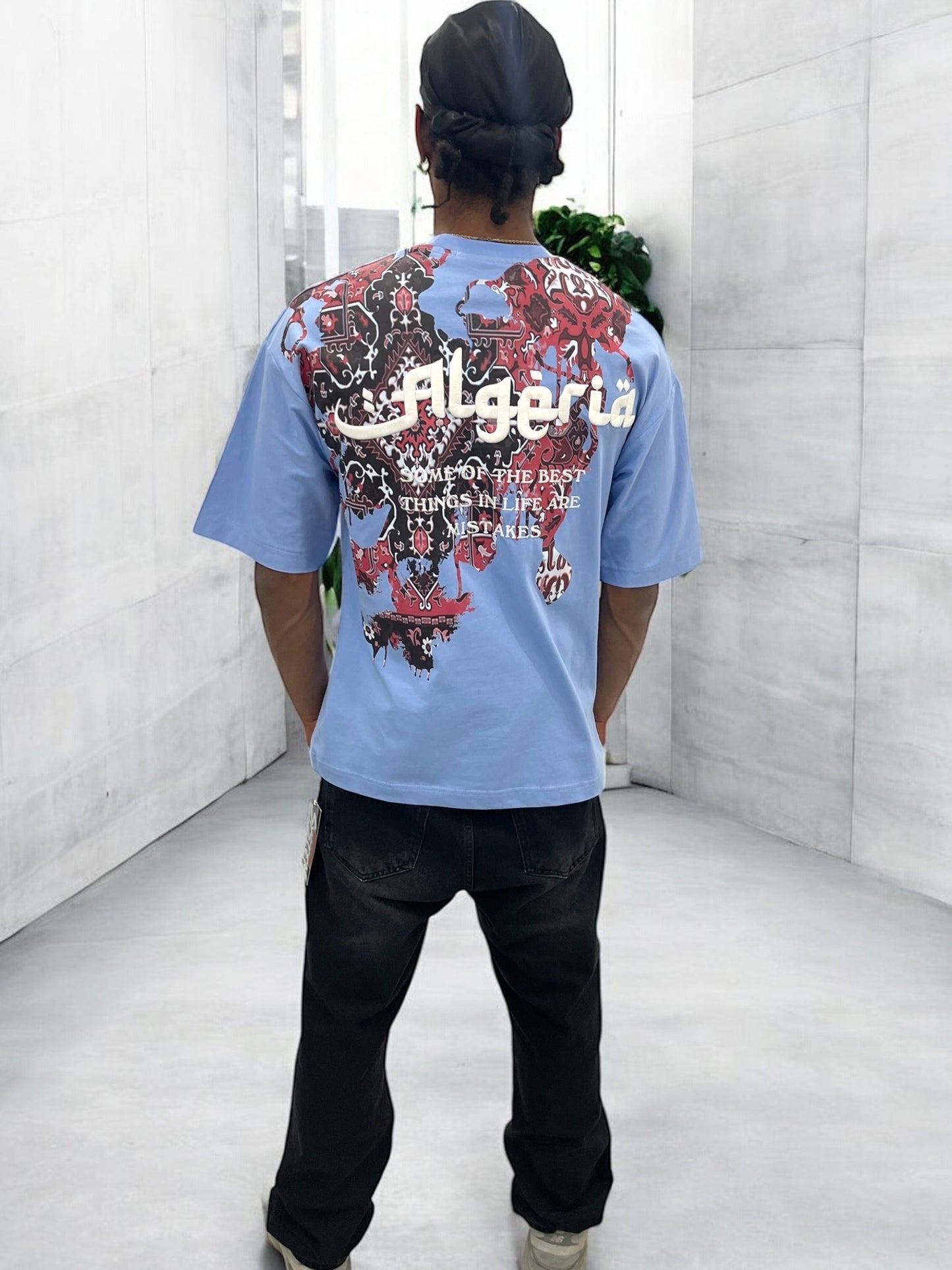 T-shirt “Algeria” visuel berbère brodé - Bleu Ciel