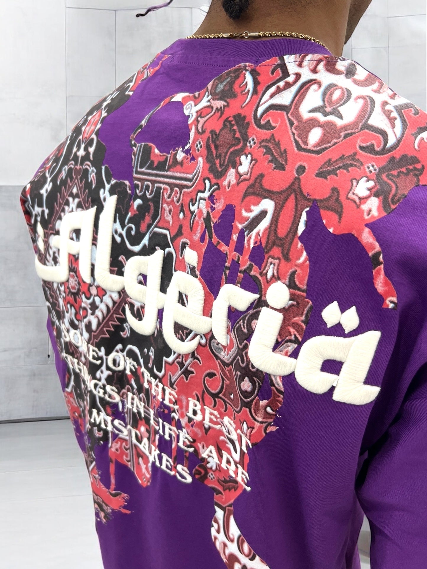 T-shirt “Algeria” visuel berbère brodé - Violet