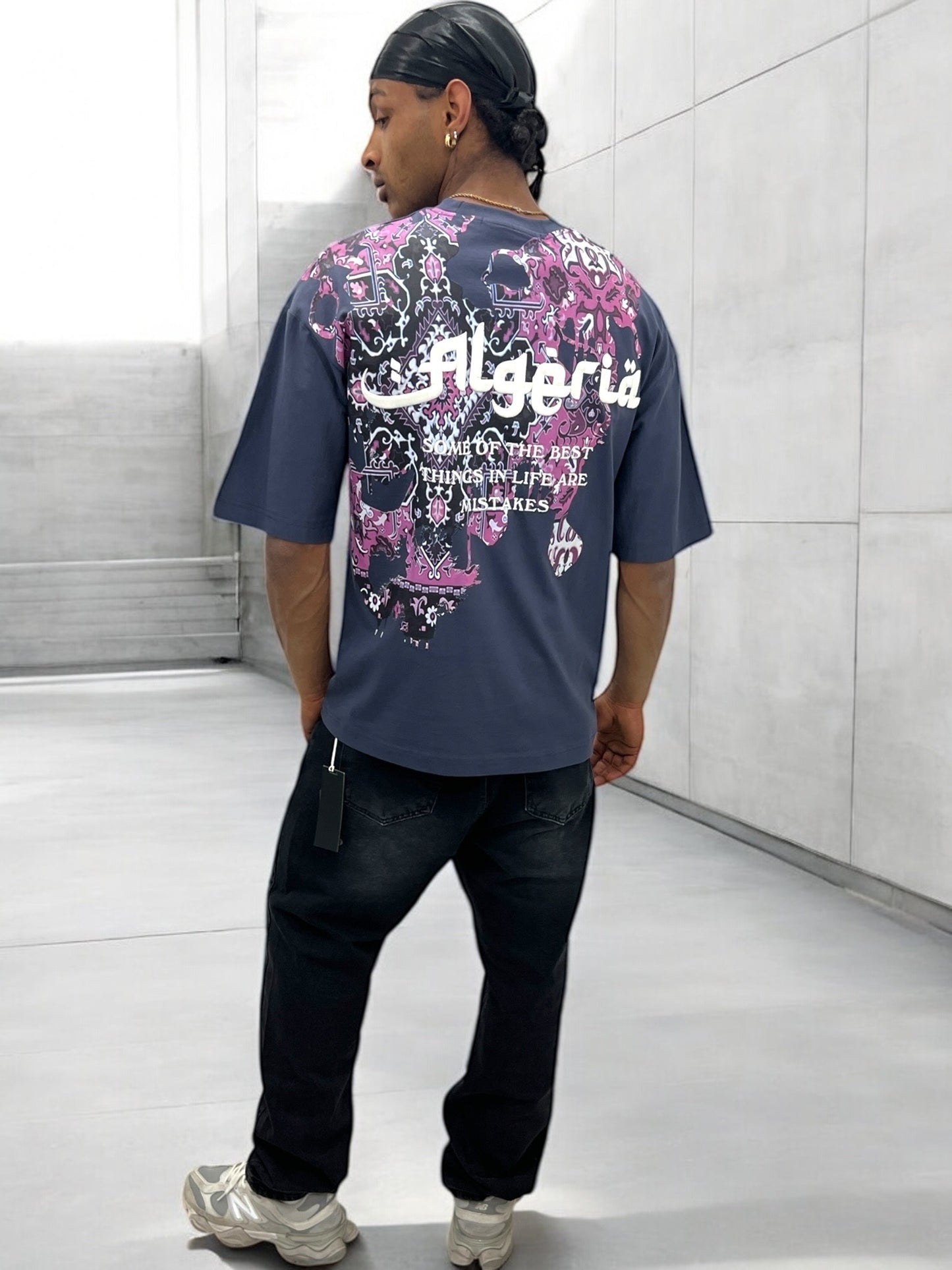 T-shirt “Algeria” visuel berbère brodé - Bleu Ardoise