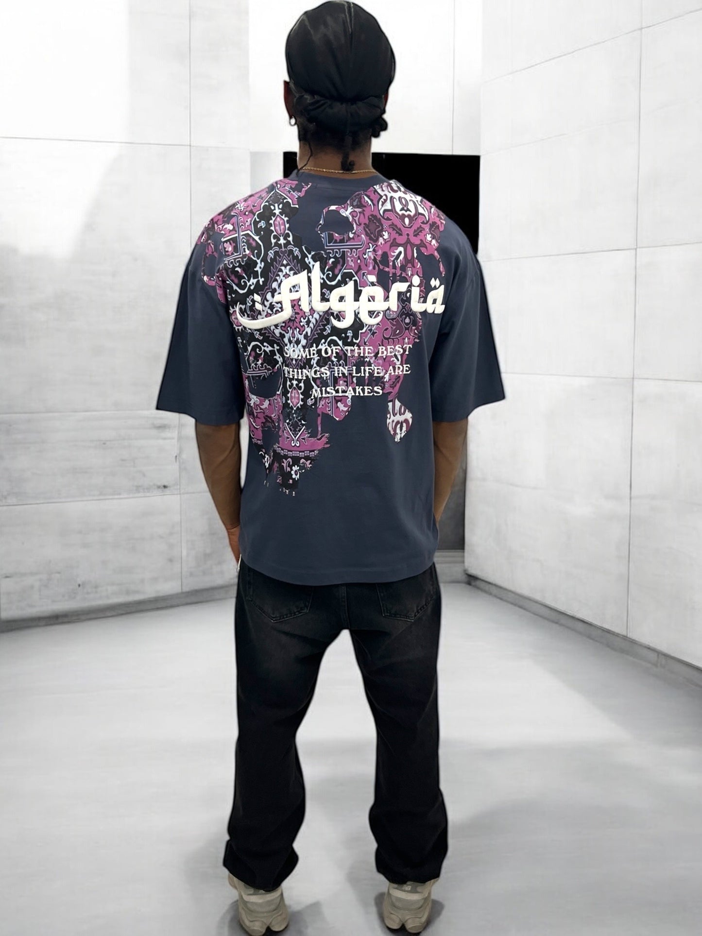 T-shirt “Algeria” visuel berbère brodé - Bleu Ardoise