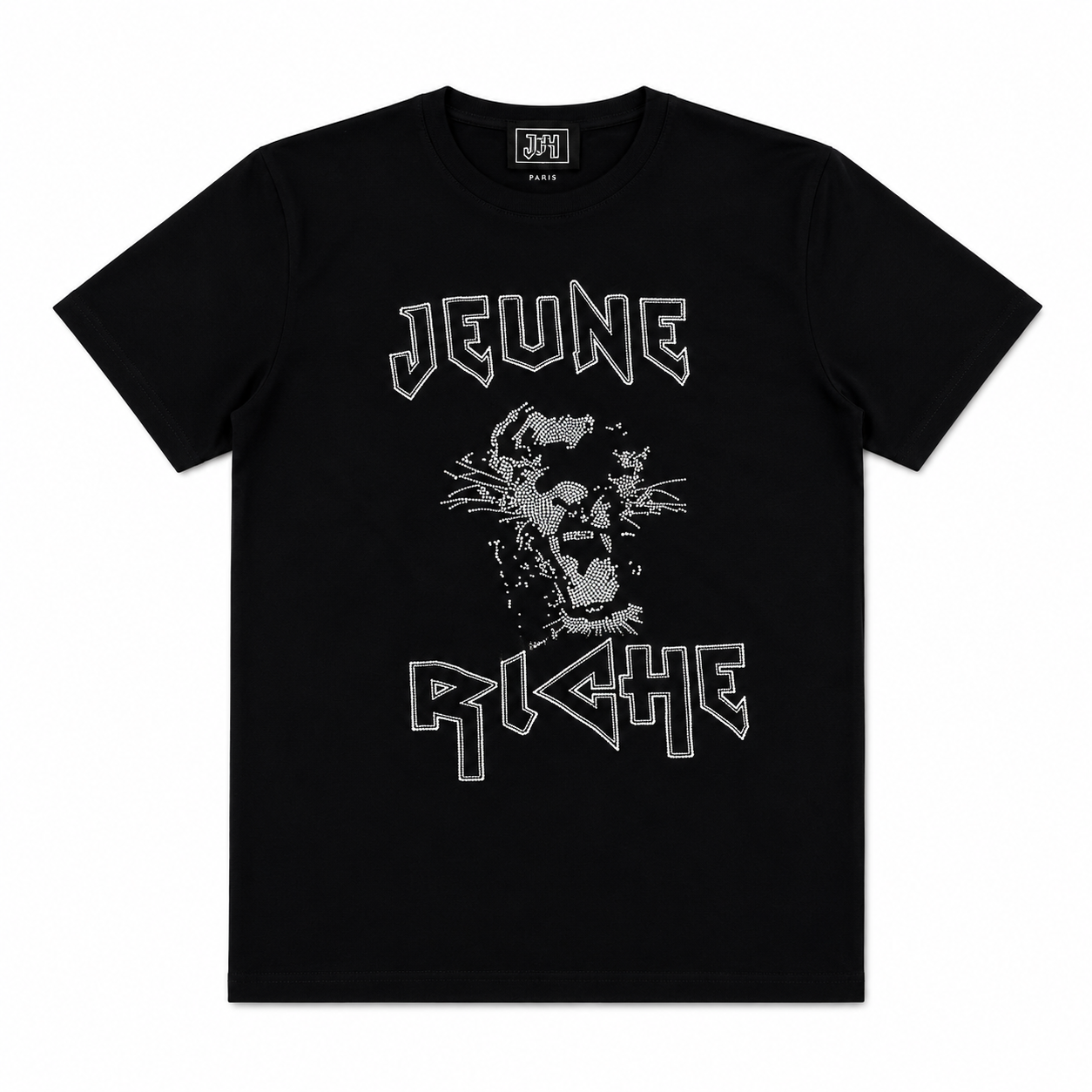 T-shirt Jeune Riche Paris Noir Panther Strass – Collection Streetwear Luxe
