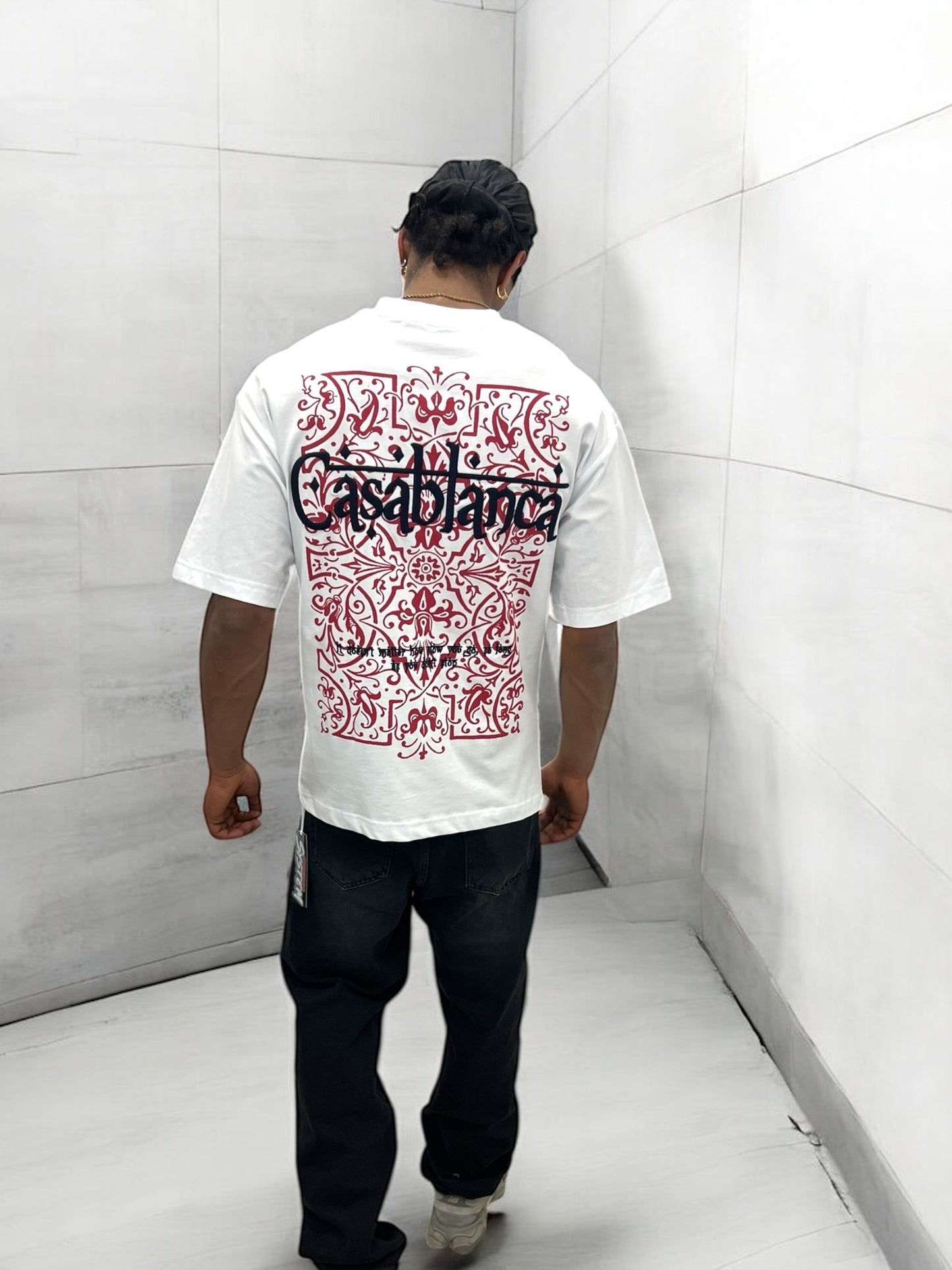T-shirt ‘‘CASABLANCA’’ brodé - blanc