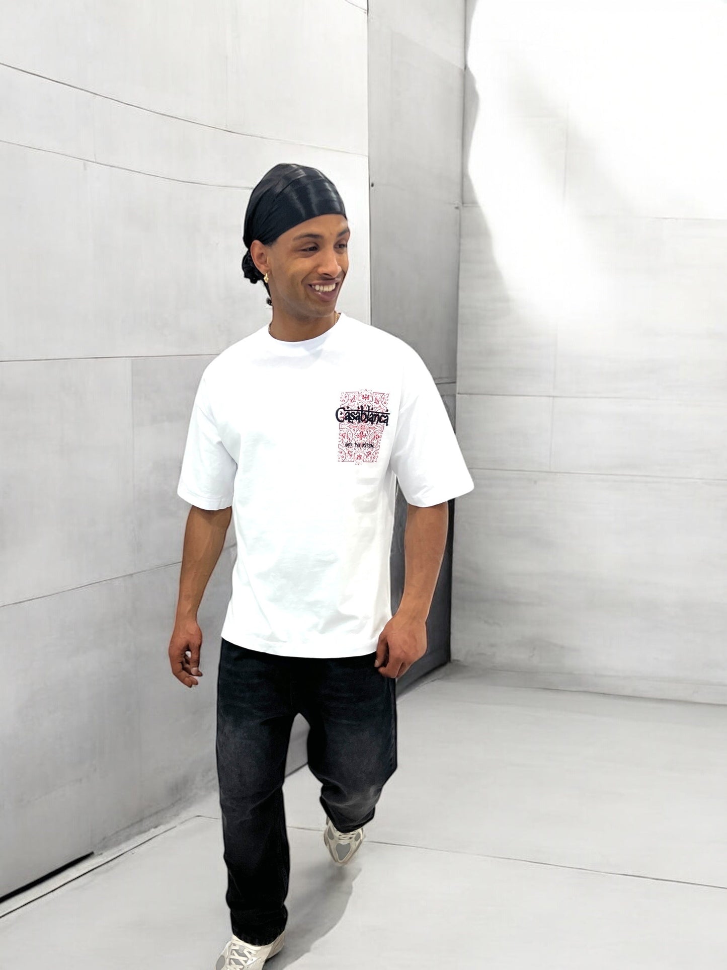 T-shirt ‘‘CASABLANCA’’ brodé - blanc