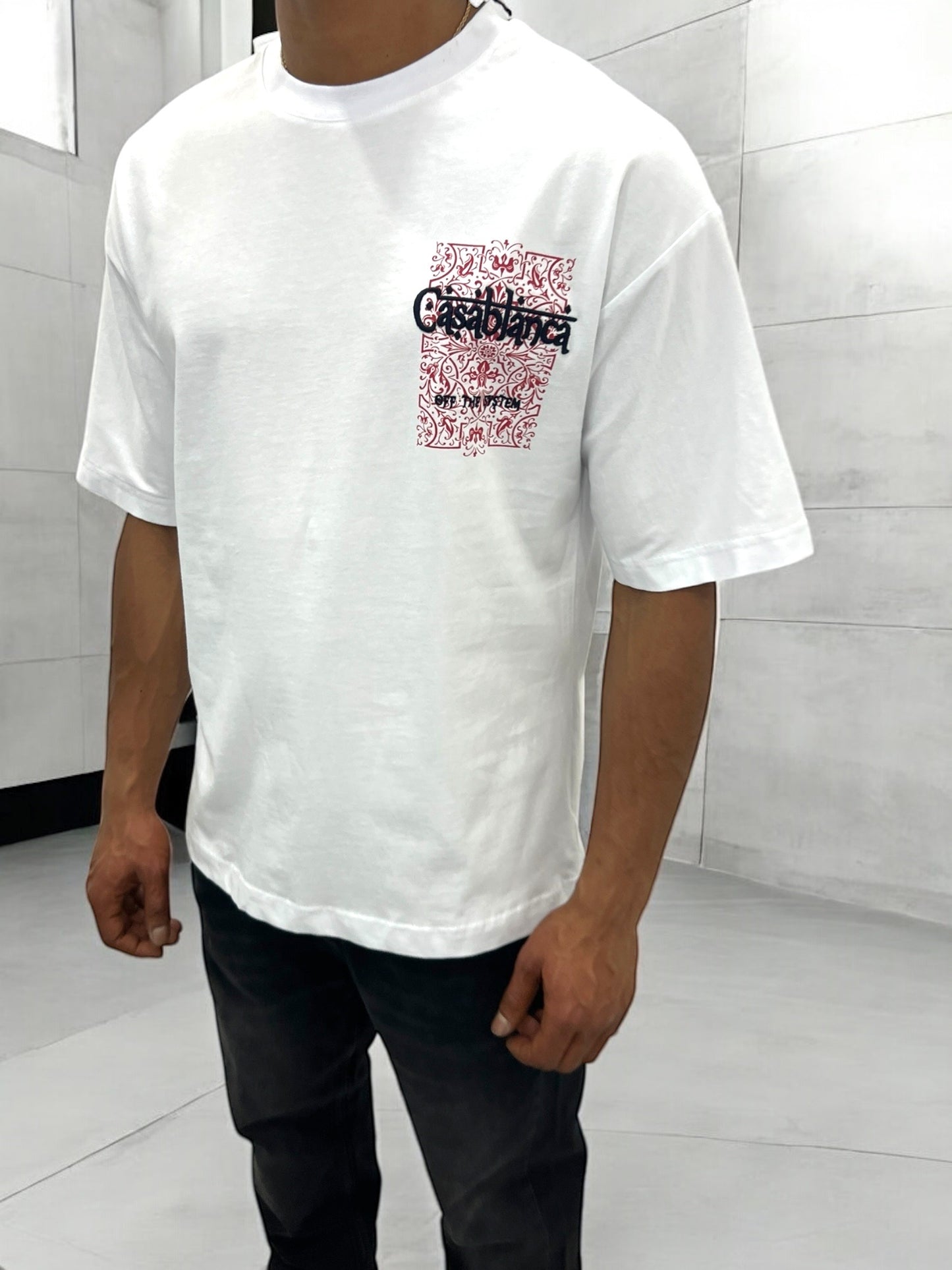T-shirt ‘‘CASABLANCA’’ brodé - blanc