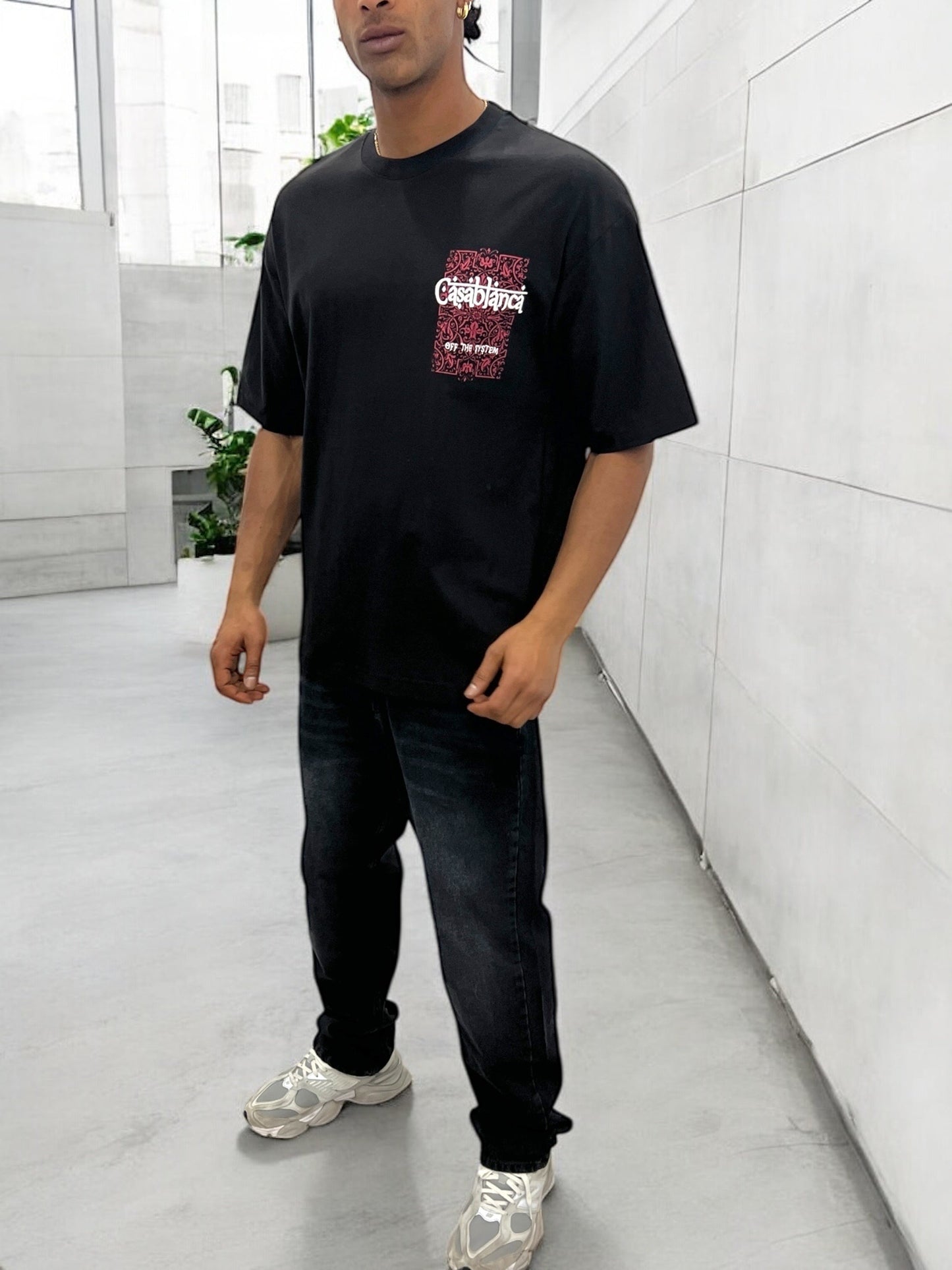 T-shirt ‘’CASABLANCA’’ brodé - noir