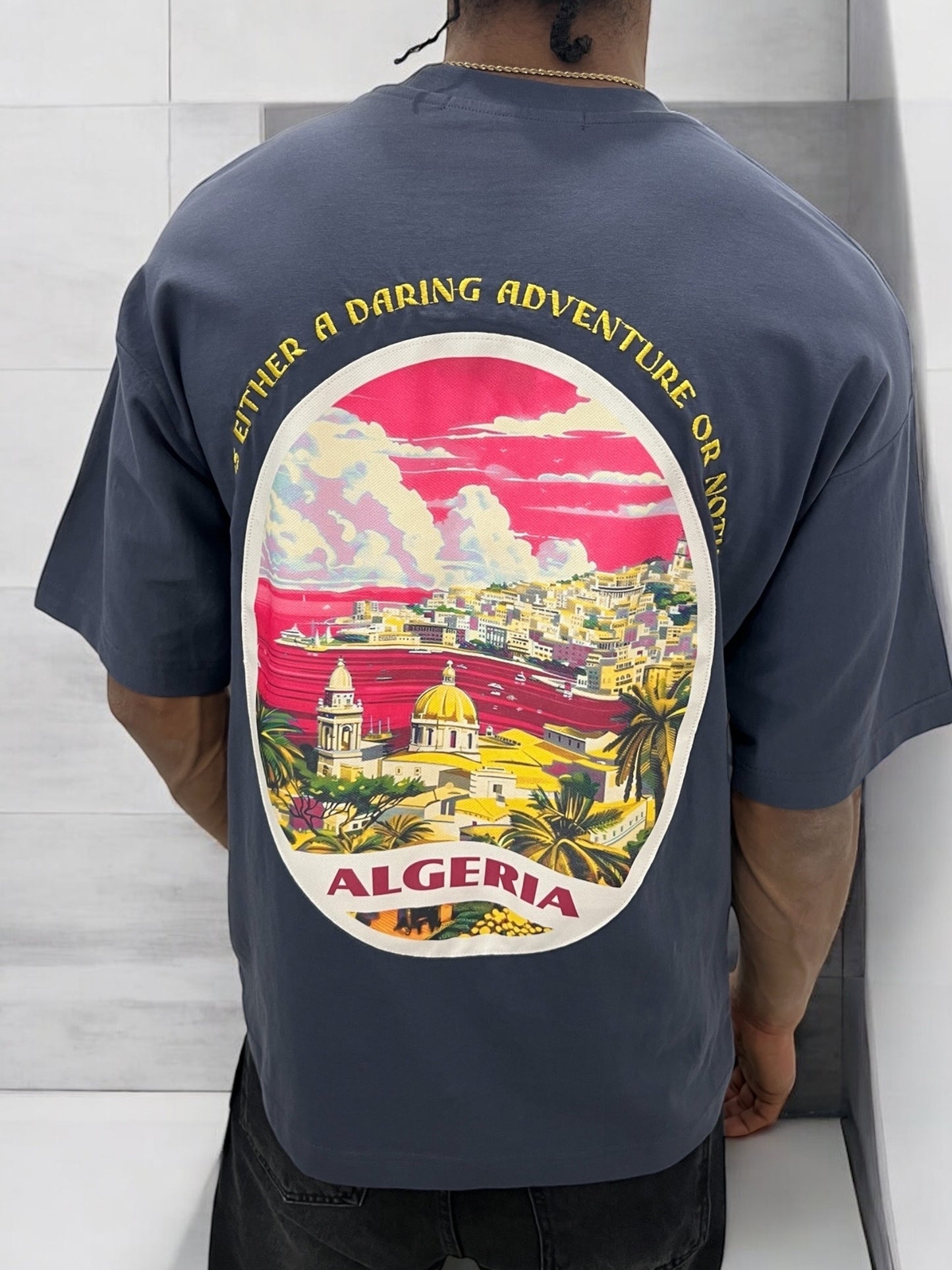T-shirt Algeria – Vue d’Algérie ( Bleu Ardoise)