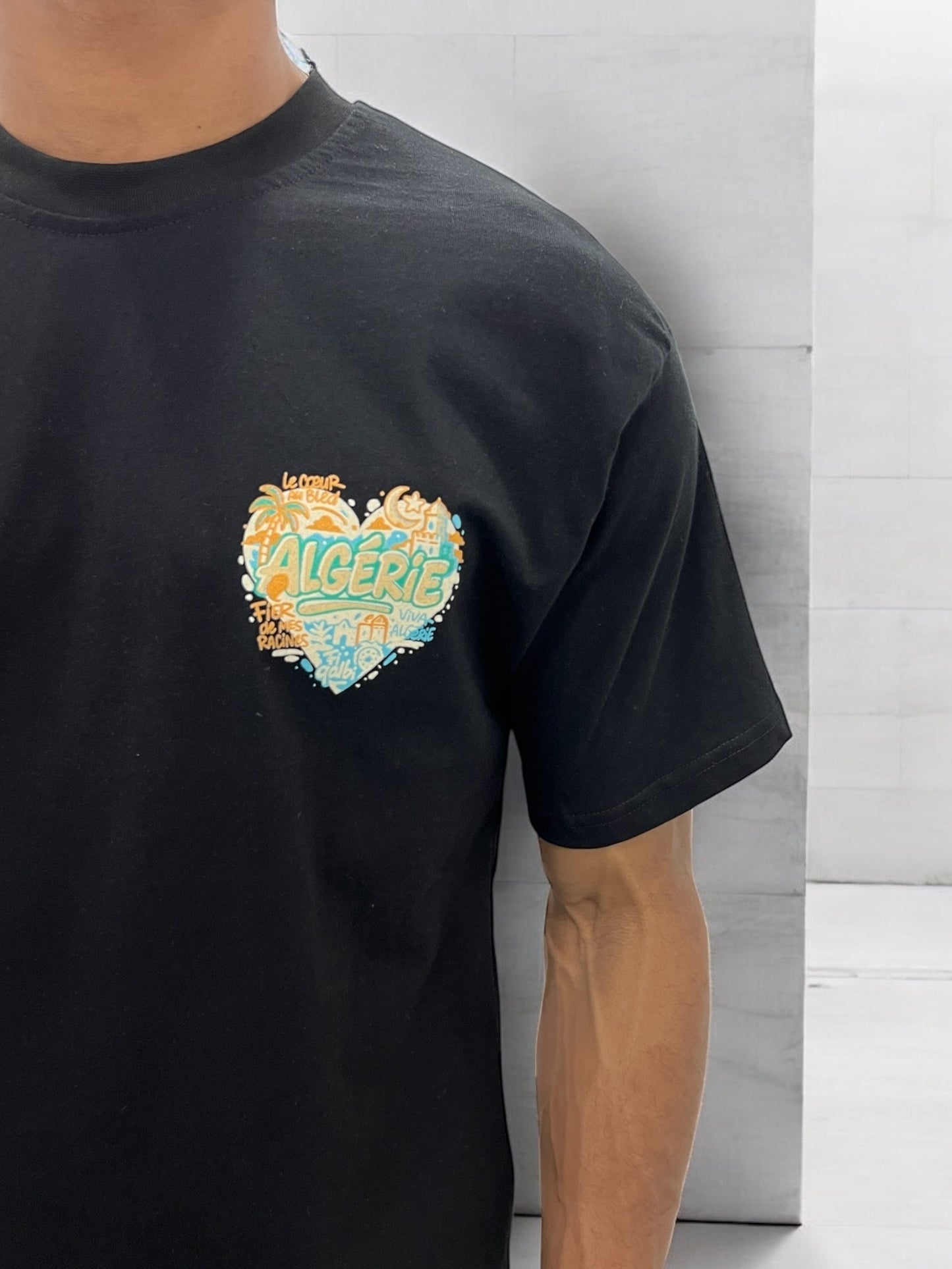 T-shirt ALGÉRIE CŒUR - noir