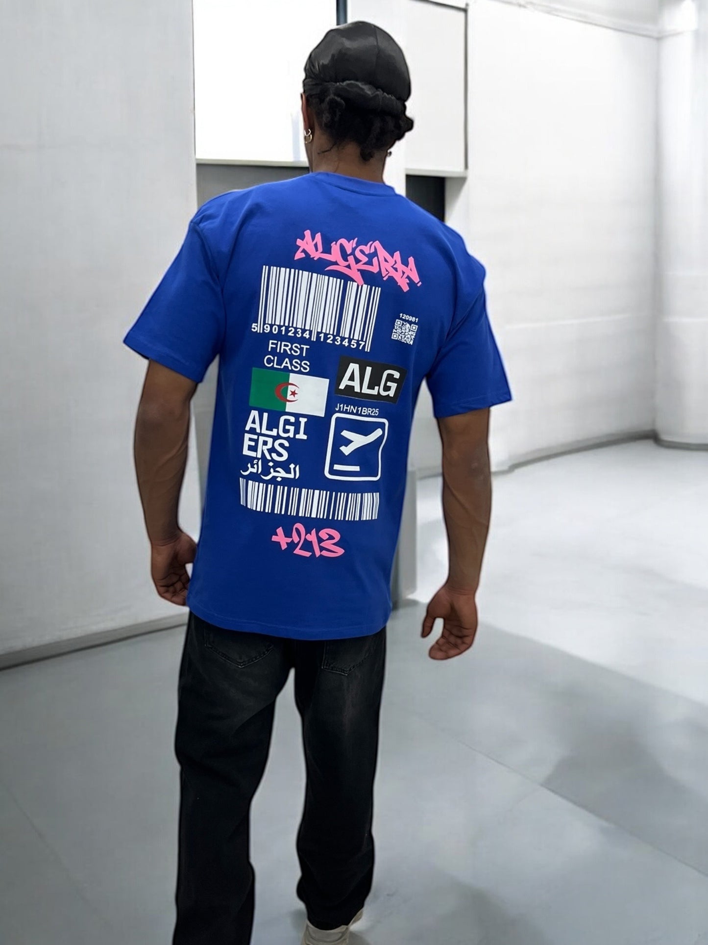 T-shirt Algeria – Boarding Pass Édition ( Bleu Roi )