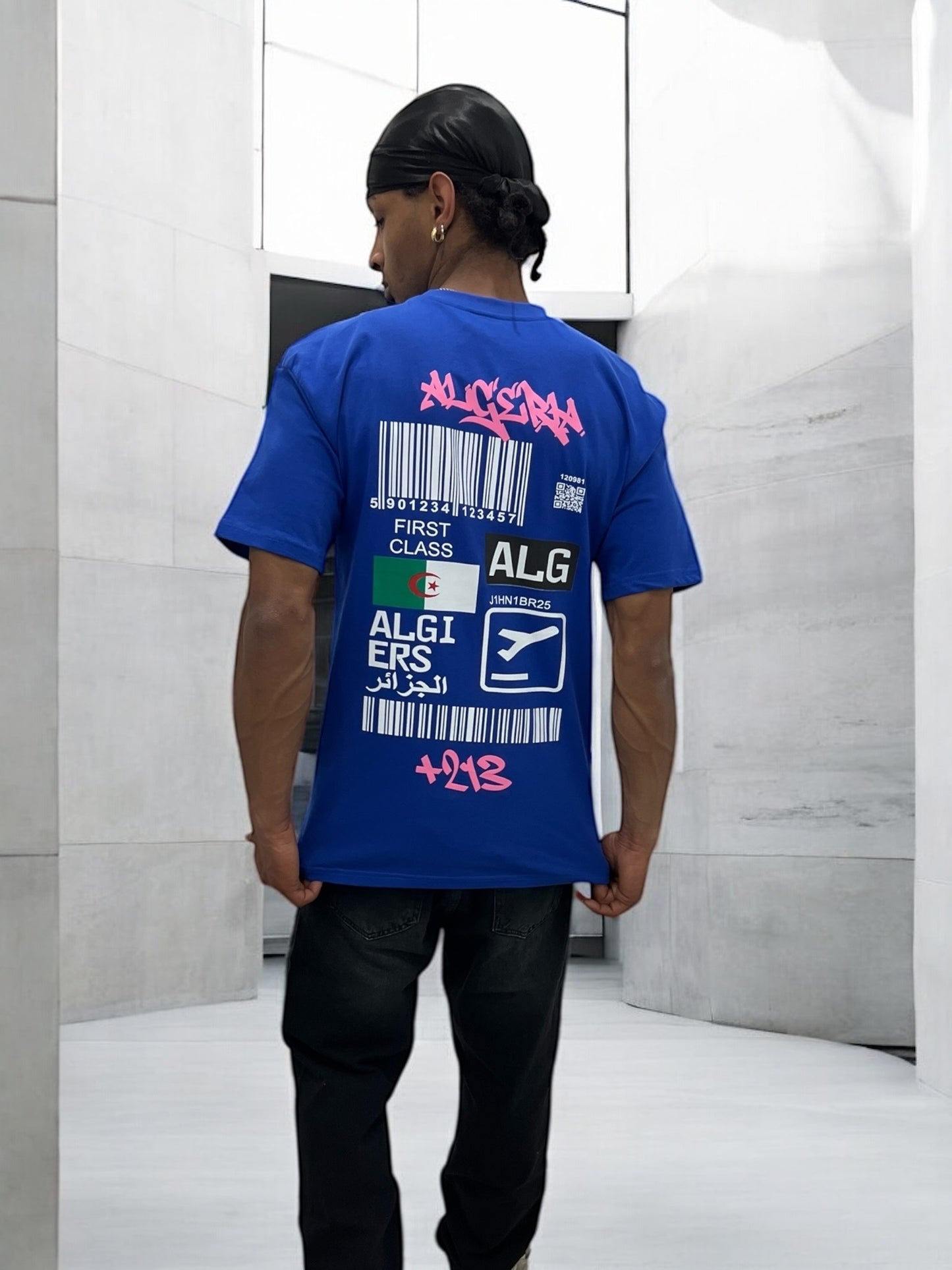 T-shirt Algeria – Boarding Pass Édition ( Bleu Roi )