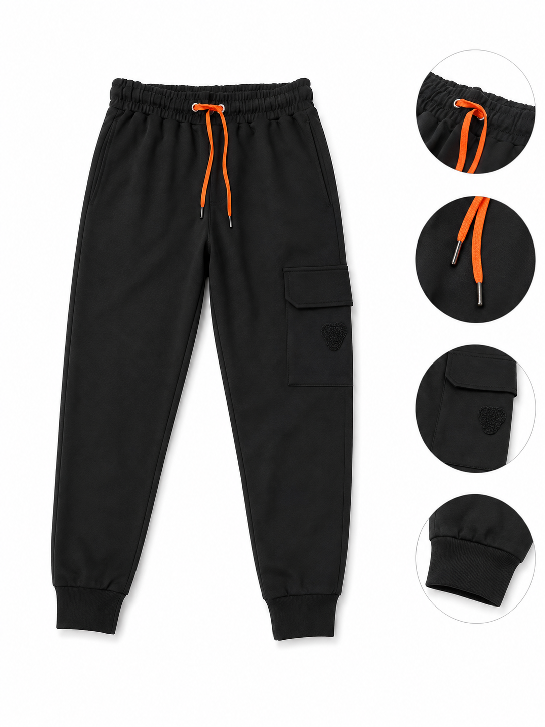 Ensemble Cargo Noir – Sweat & Jogging Détails Orange